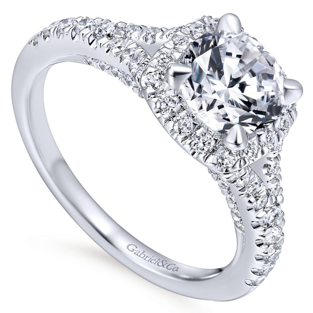 Gabriel & Co. 14k White Gold Entwined Halo Engagement Ring