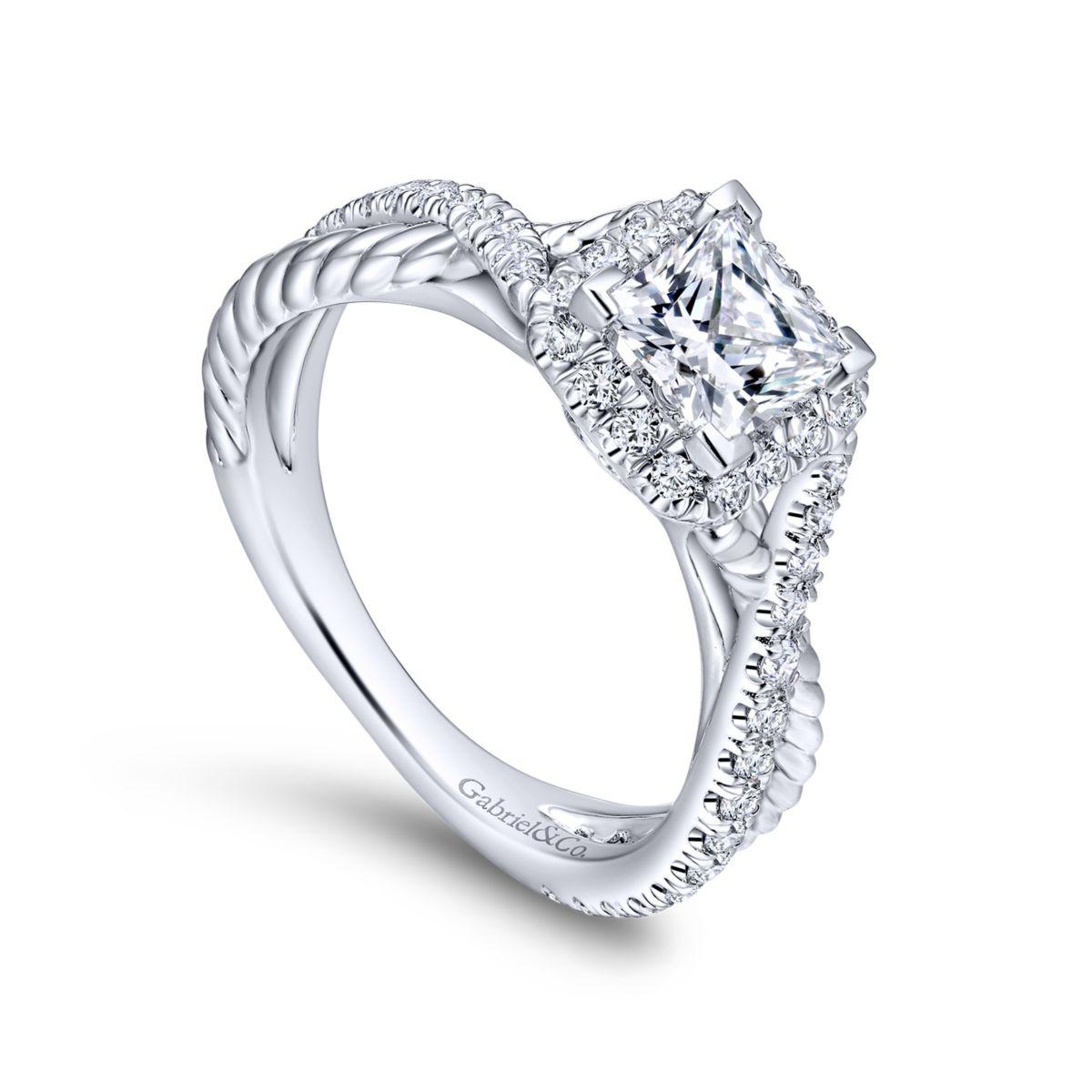 Gabriel & Co. 14k White Gold Hampton Halo Engagement Ring