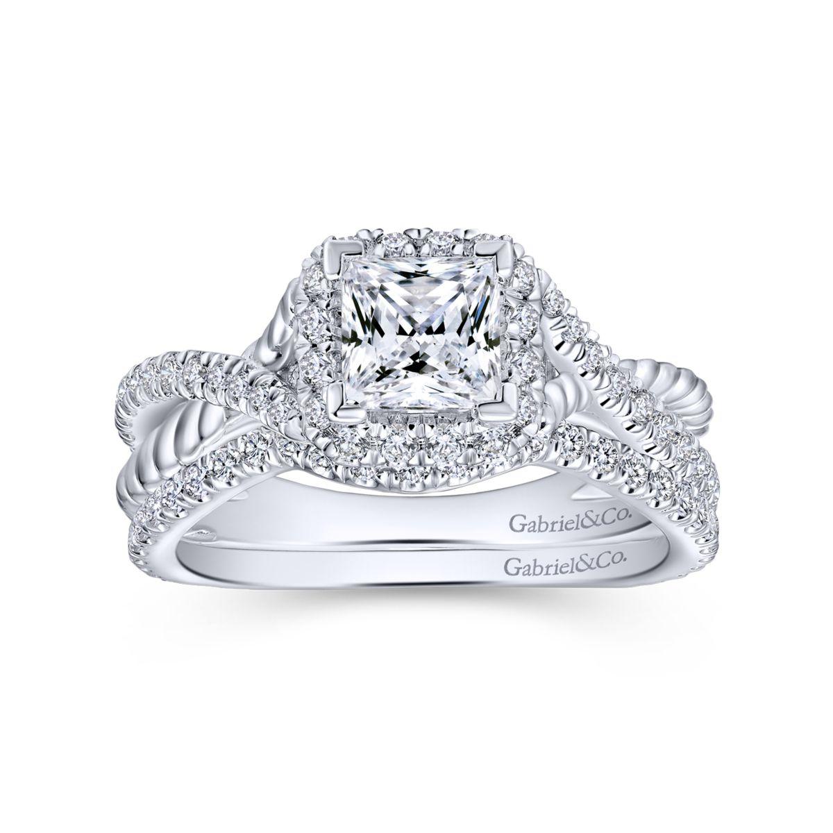 Gabriel & Co. 14k White Gold Hampton Halo Engagement Ring