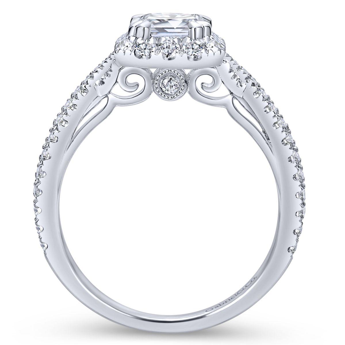 Gabriel & Co. 14k White Gold Contemporary Halo Engagement Ring