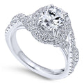 Gabriel & Co. 14k White Gold Contemporary Double Halo Engagement Ring