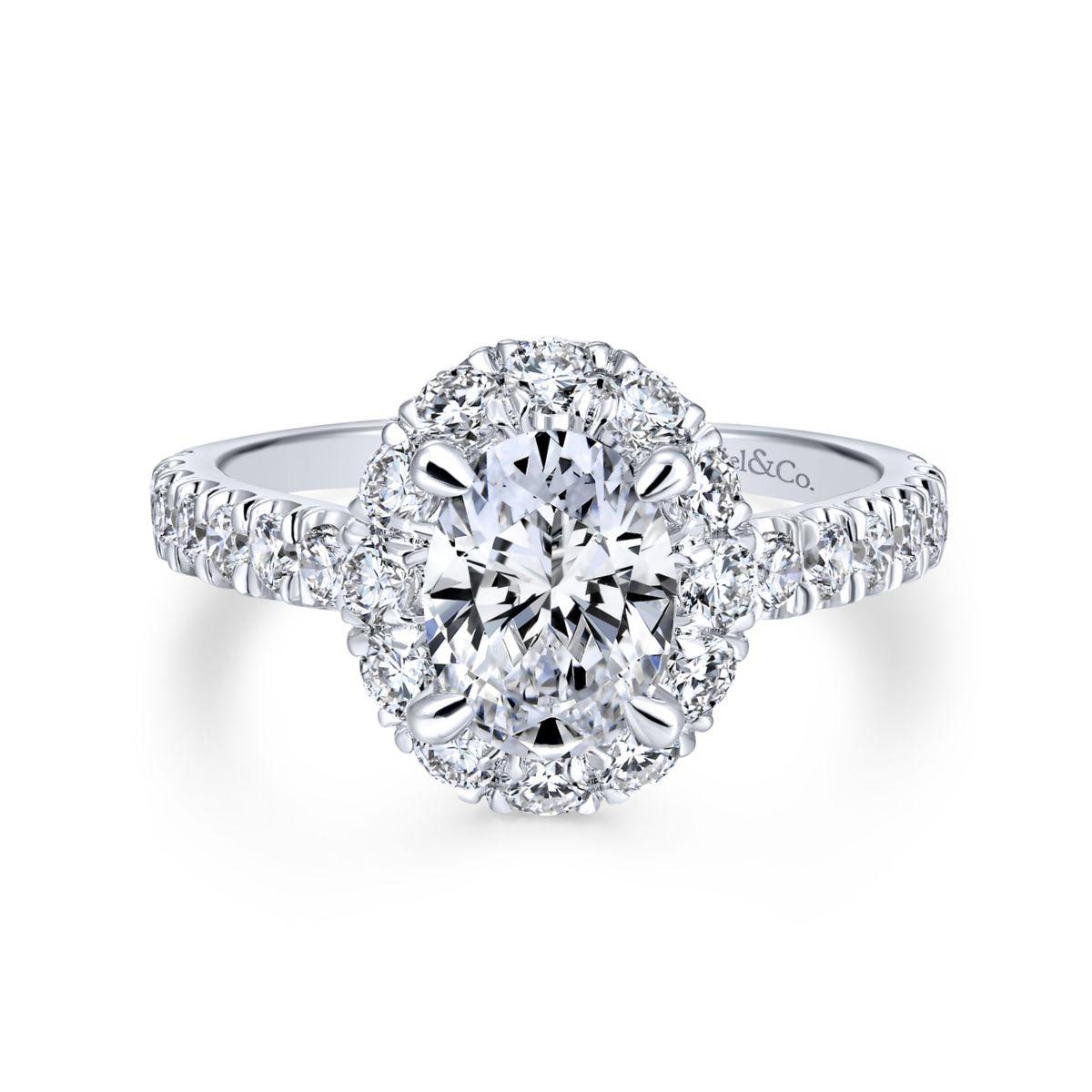 Gabriel & Co. 14k White Gold Contemporary Halo Engagement Ring