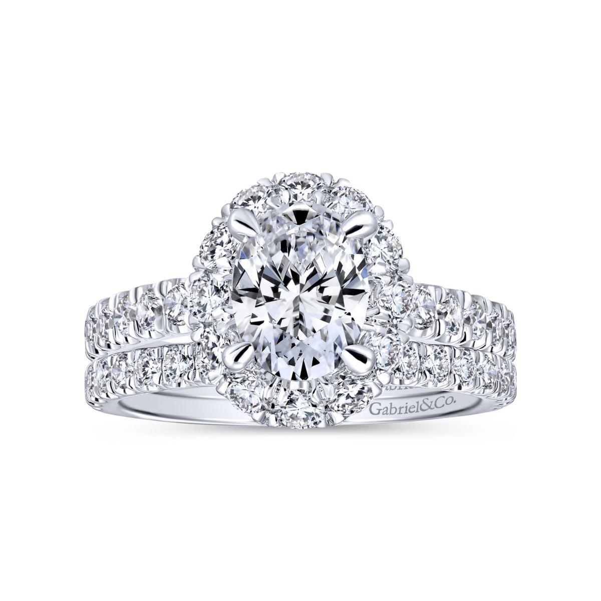 Gabriel & Co. 14k White Gold Contemporary Halo Engagement Ring