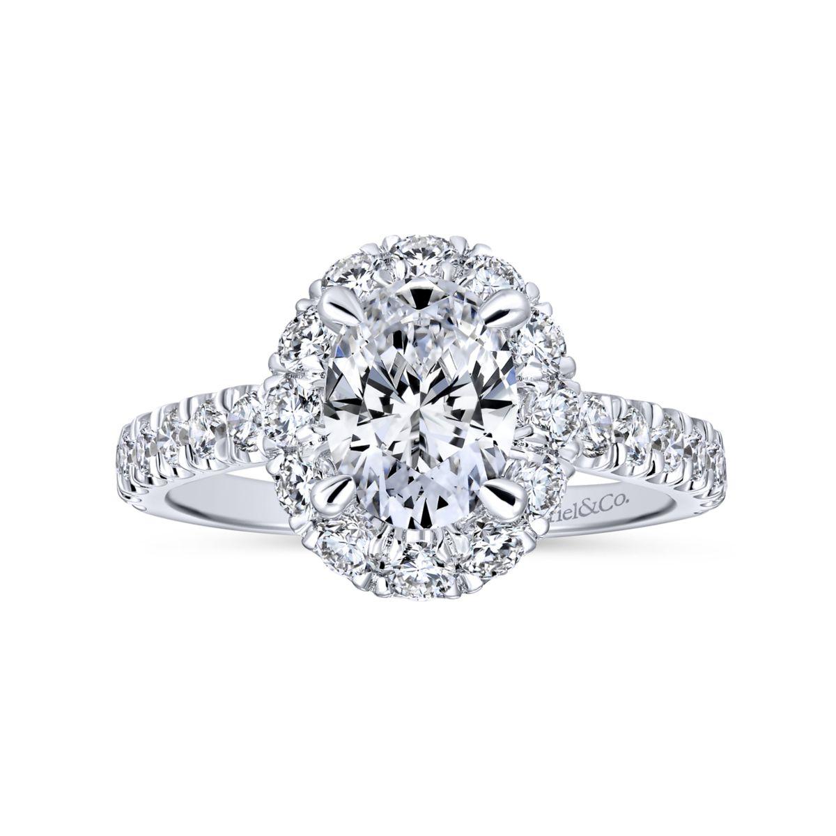 Gabriel & Co. 14k White Gold Contemporary Halo Engagement Ring