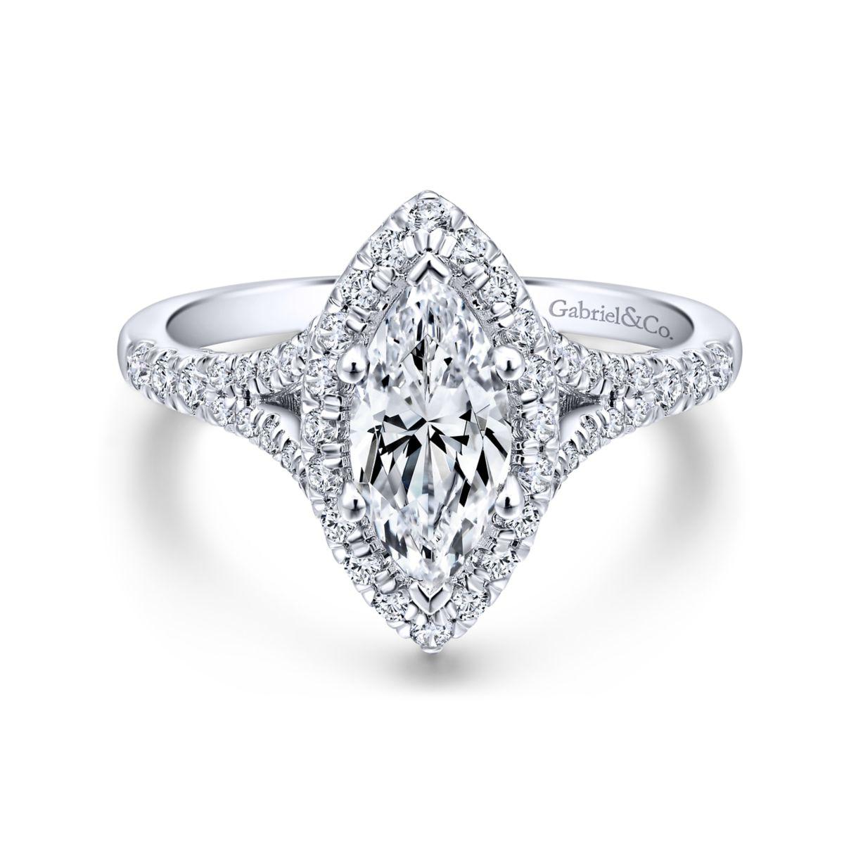 Gabriel & Co. 14k White Gold Entwined Halo Engagement Ring