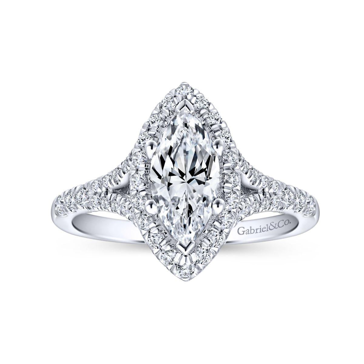 Gabriel & Co. 14k White Gold Entwined Halo Engagement Ring