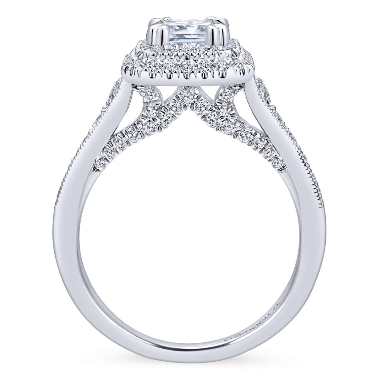 Gabriel & Co. 14k White Gold Entwined Double Halo Engagement Ring