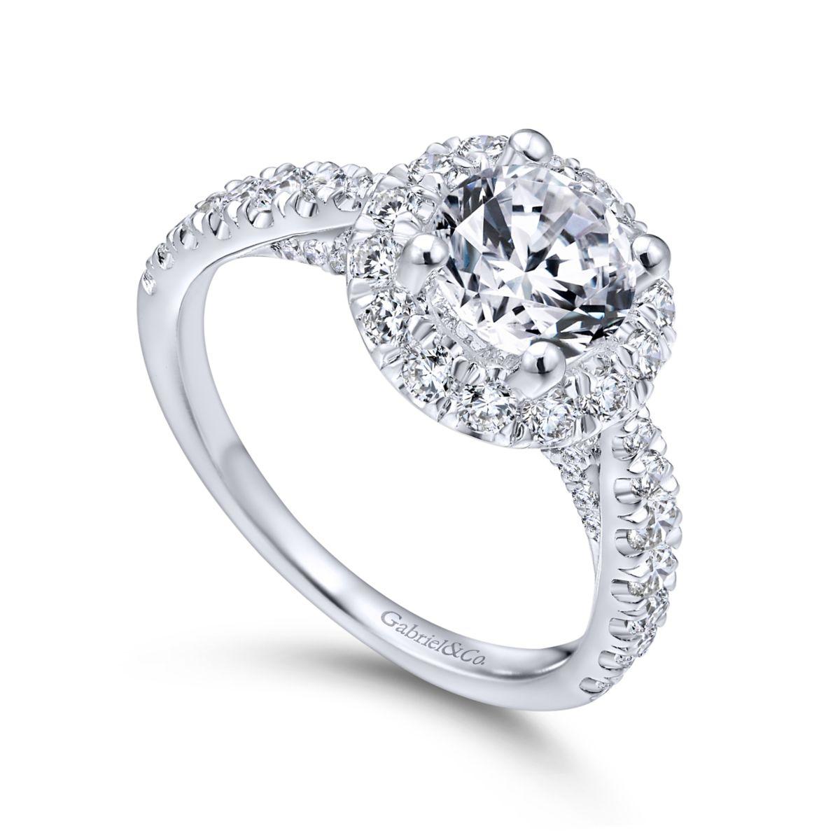 Gabriel & Co. 14k White Gold Entwined Halo Engagement Ring