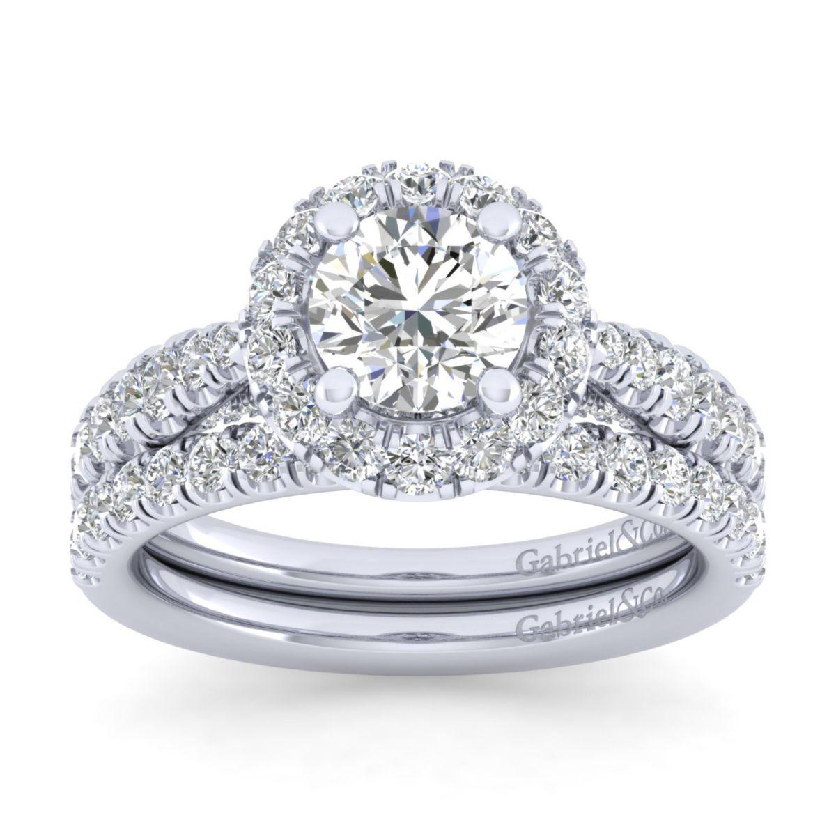 Gabriel & Co. 14k White Gold Entwined Halo Engagement Ring