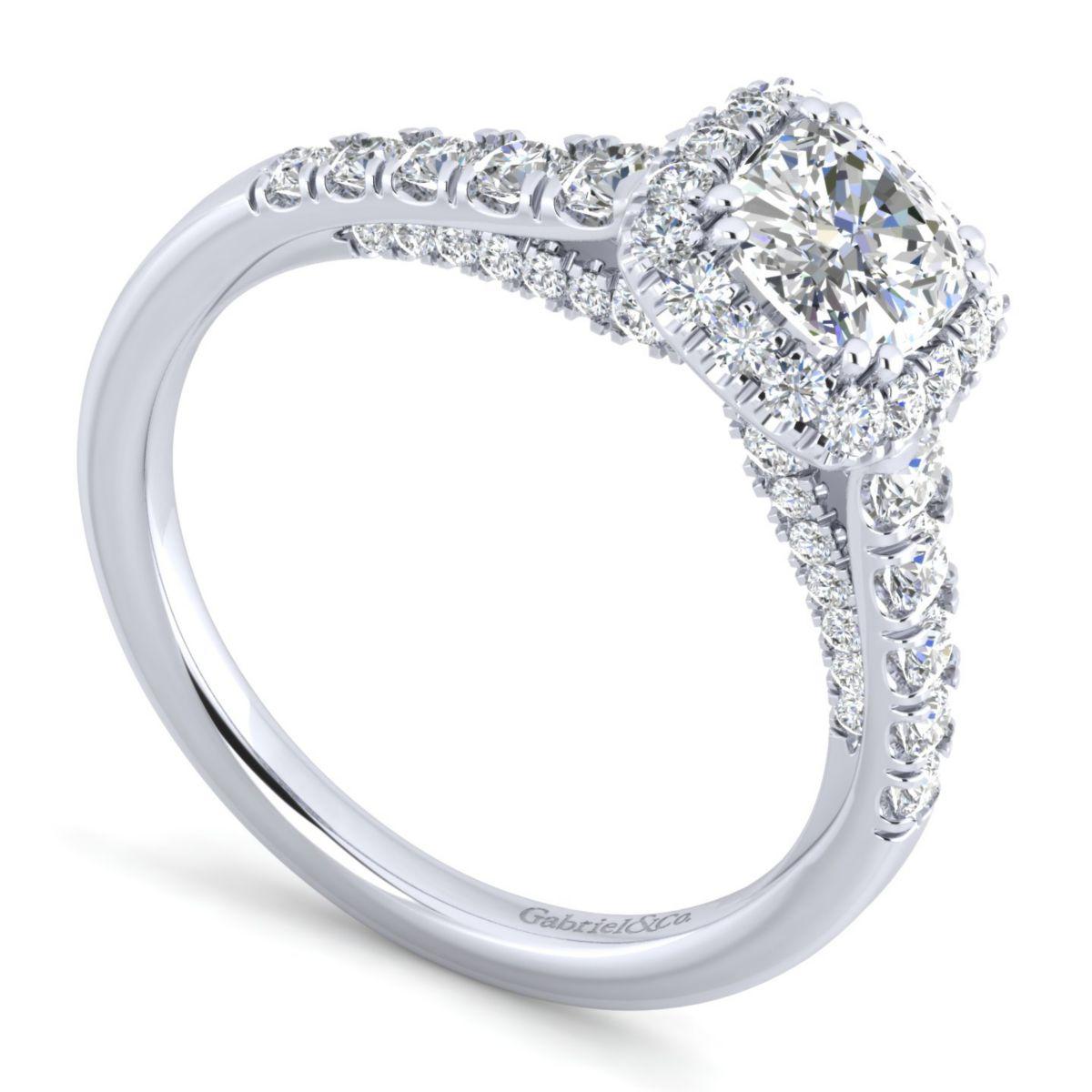 Gabriel & Co. 14k White Gold Entwined Halo Engagement Ring