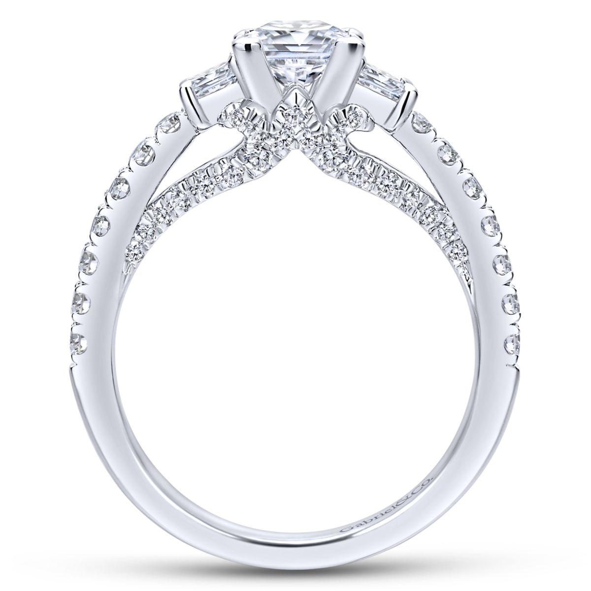 Gabriel & Co. 14k White Gold Entwined Three Stones Engagement Ring