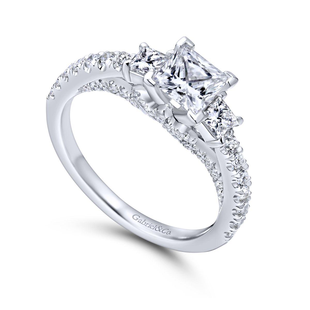 Gabriel & Co. 14k White Gold Entwined Three Stones Engagement Ring