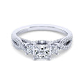 Gabriel & Co. 14k White Gold Contemporary Three Stones Engagement Ring