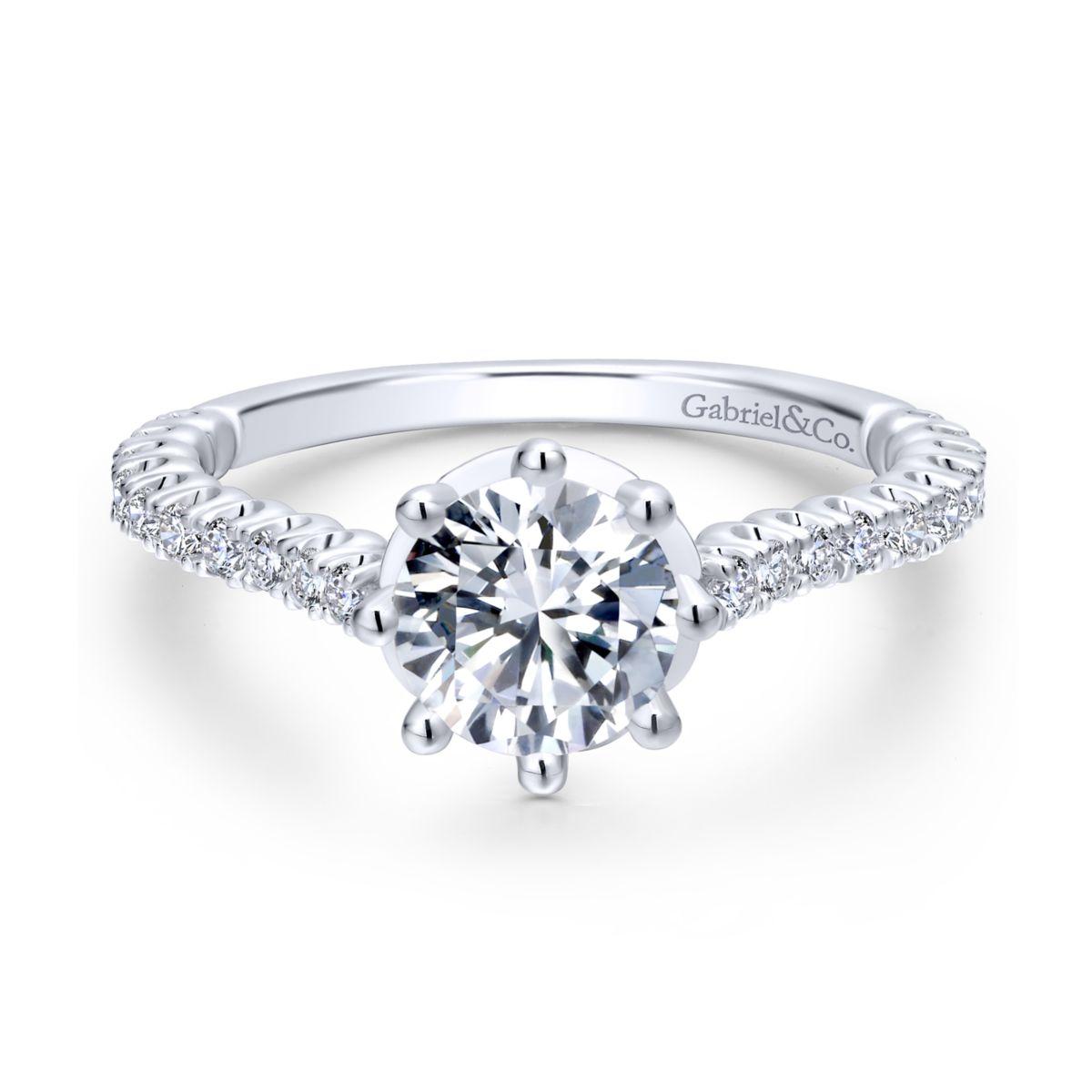 Gabriel & Co. 14k White Gold Crown Straight Engagement Ring