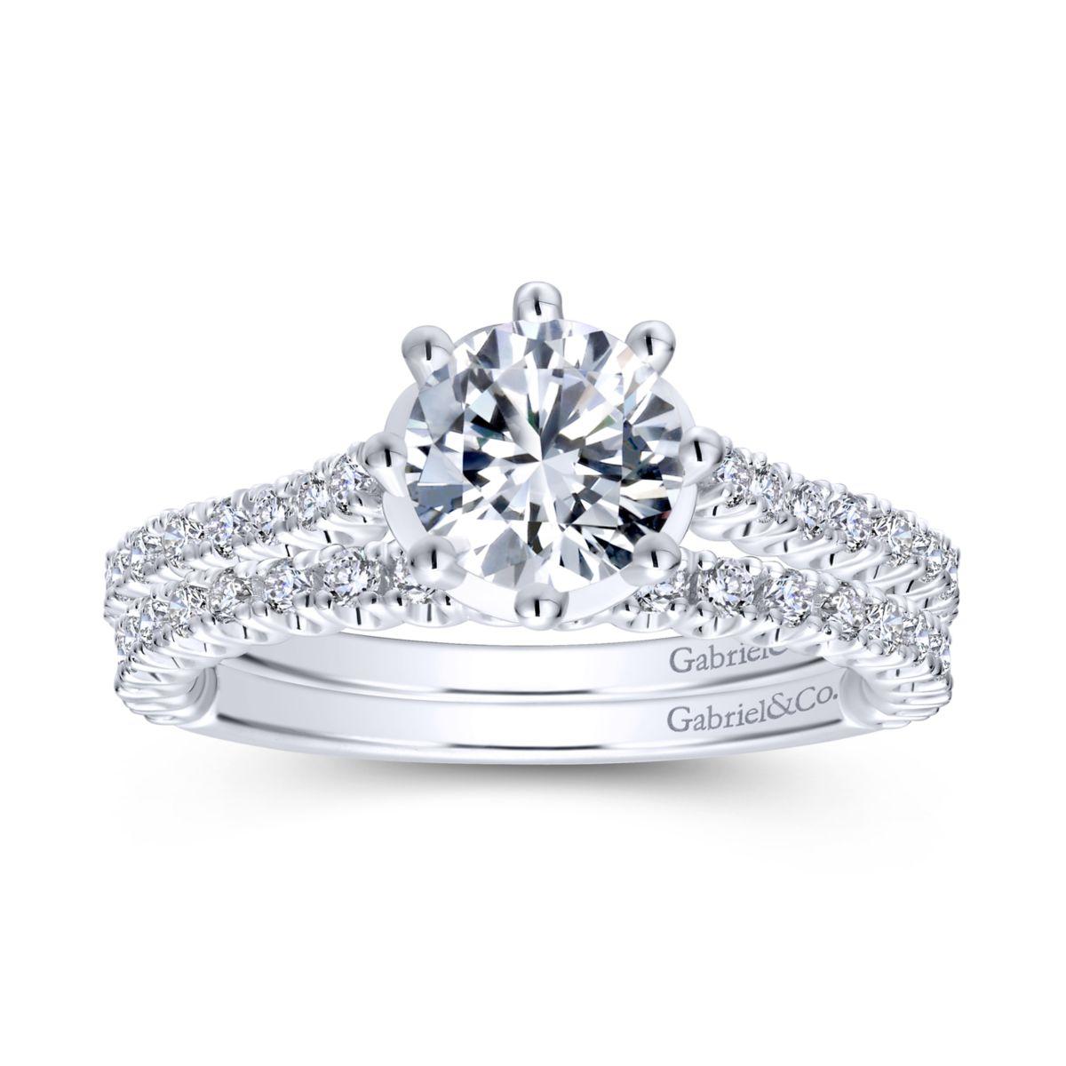 Gabriel & Co. 14k White Gold Crown Straight Engagement Ring