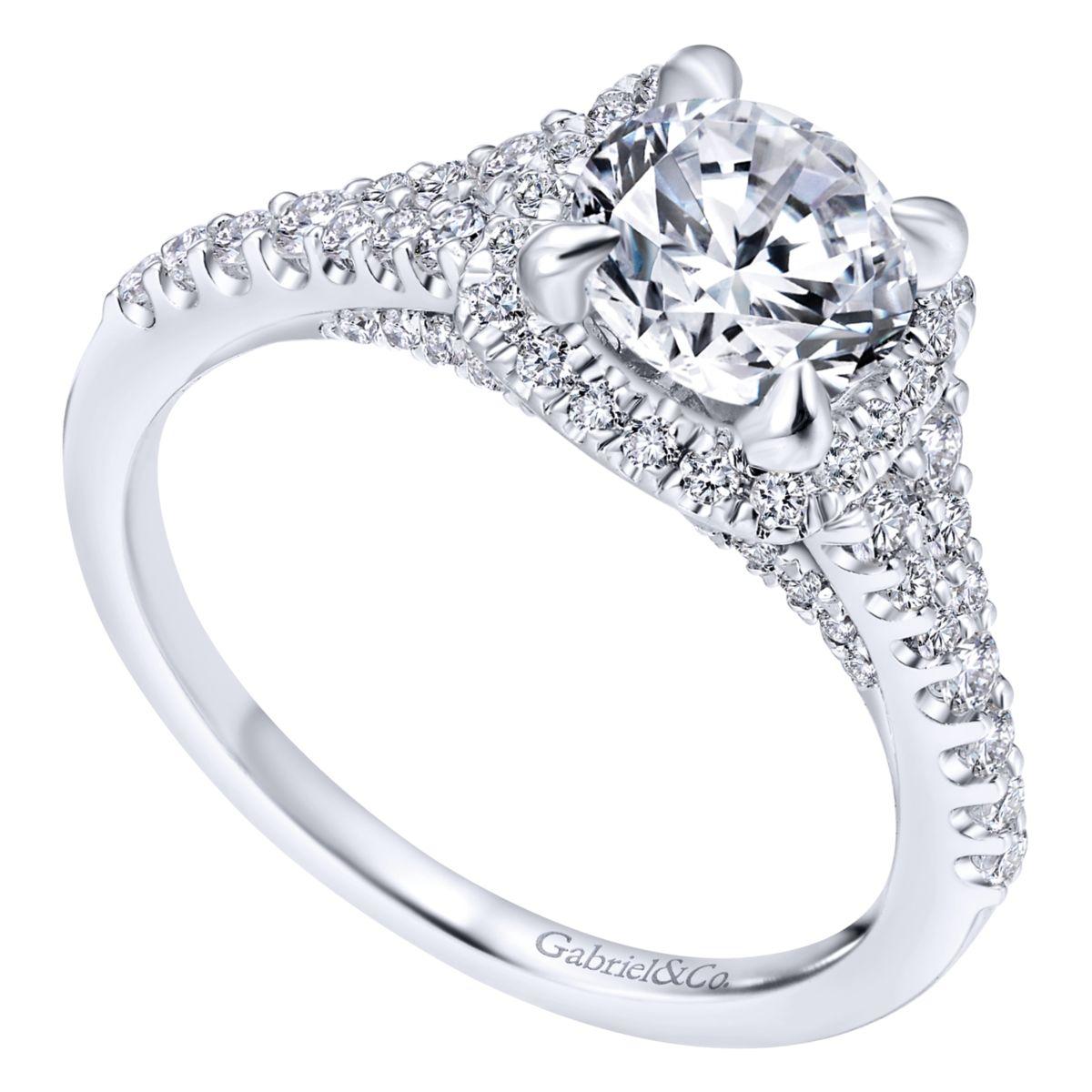 Gabriel & Co. 14k White Gold Entwined Halo Engagement Ring