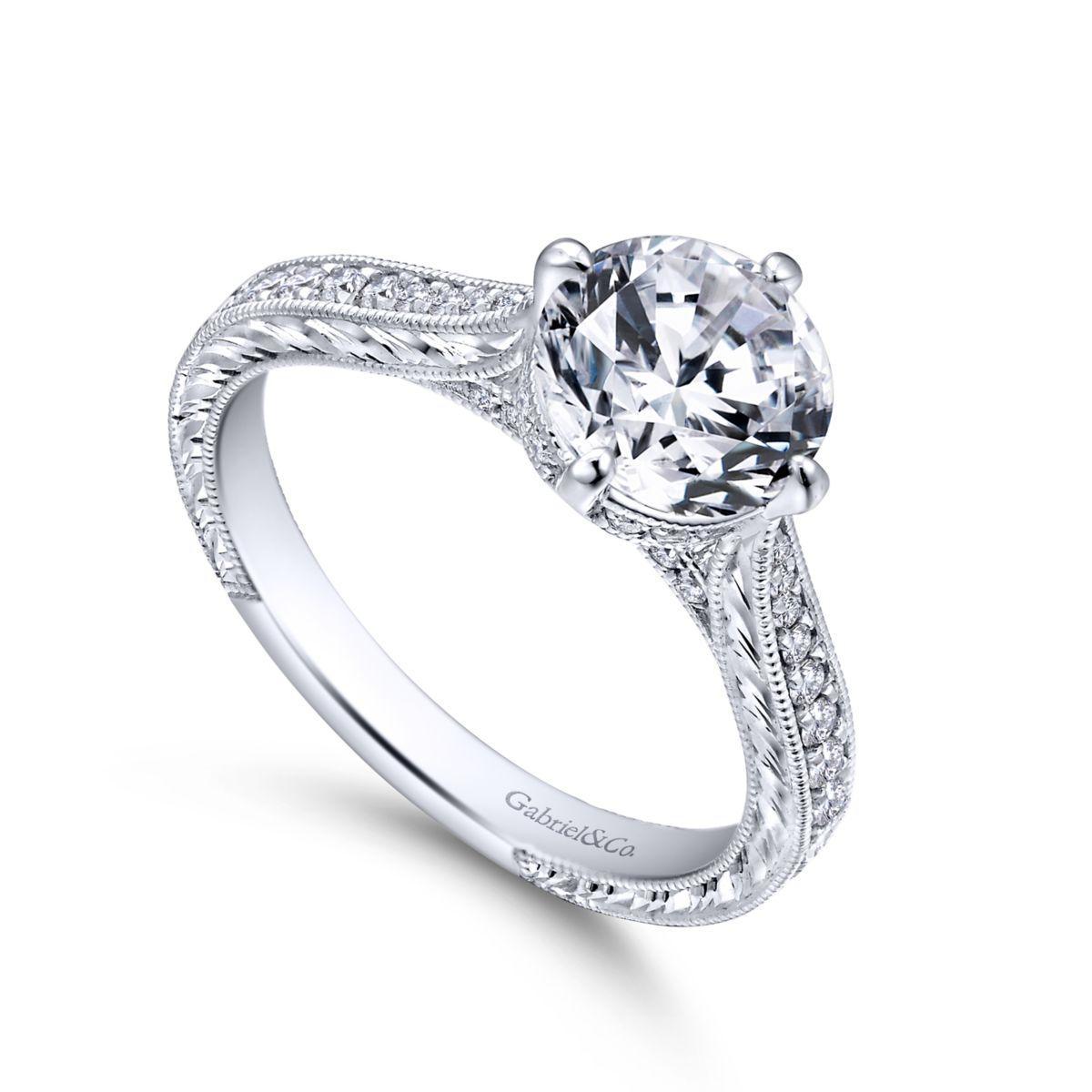 Gabriel & Co. 14k White Gold Crown Straight Engagement Ring