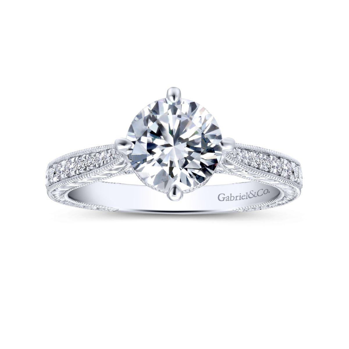 Gabriel & Co. 14k White Gold Crown Straight Engagement Ring