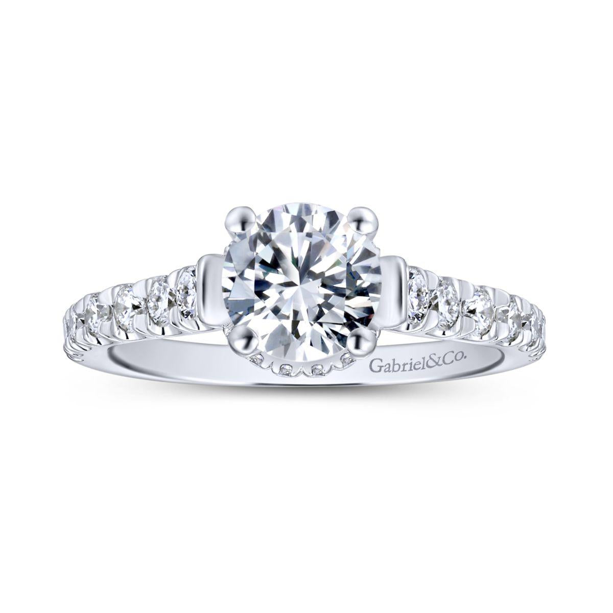 Gabriel & Co. 14k White Gold Crown Straight Engagement Ring