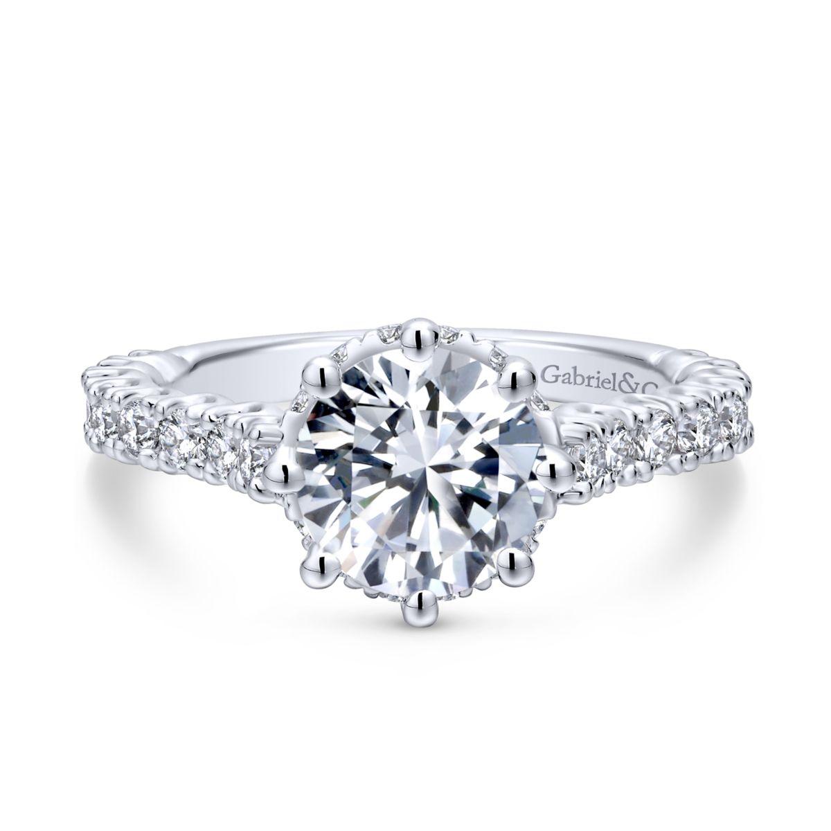 Gabriel & Co. 14k White Gold Crown Straight Engagement Ring