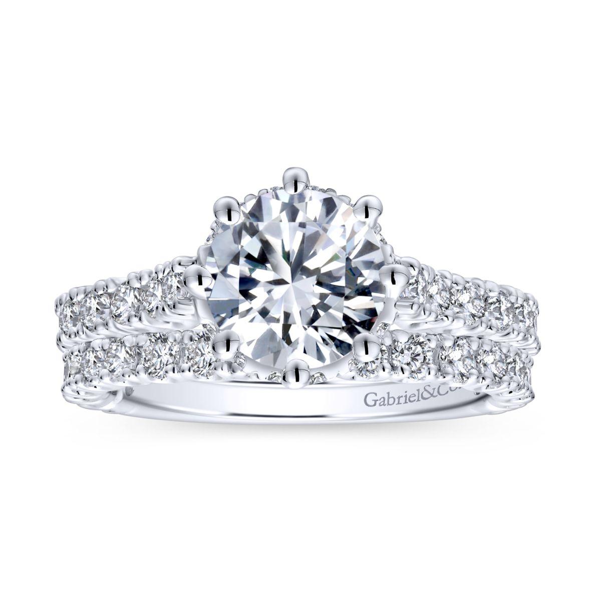 Gabriel & Co. 14k White Gold Crown Straight Engagement Ring