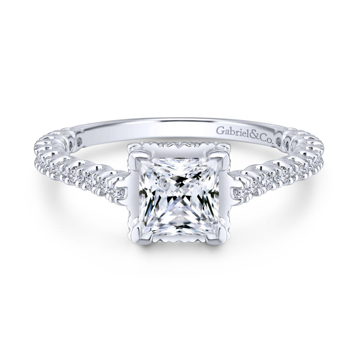 Gabriel & Co. 14k White Gold Crown Straight Engagement Ring