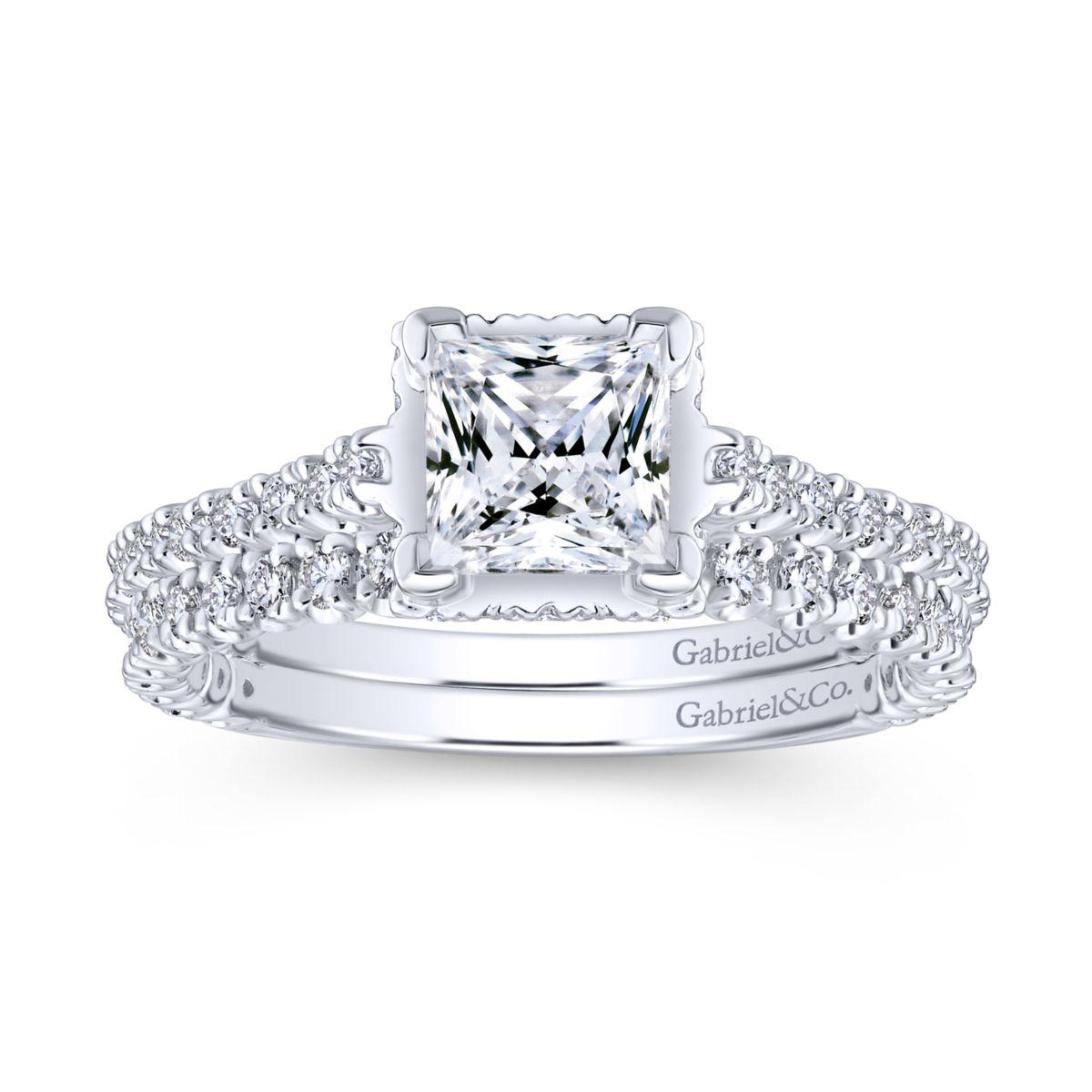 Gabriel & Co. 14k White Gold Crown Straight Engagement Ring