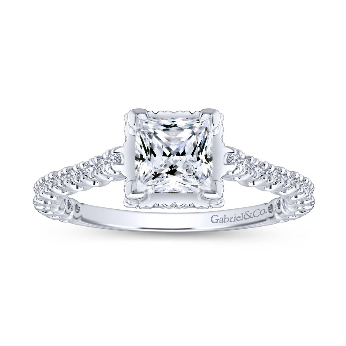 Gabriel & Co. 14k White Gold Crown Straight Engagement Ring