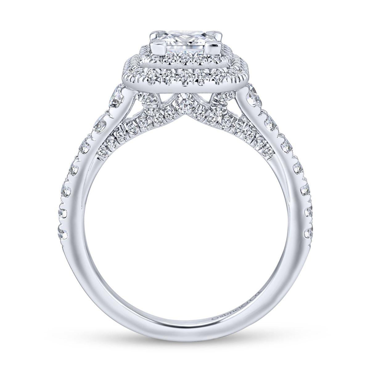 Gabriel & Co. 14k White Gold Entwined Double Halo Engagement Ring