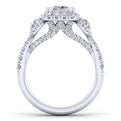 Gabriel & Co. 14k White Gold Entwined Three Stones Halo Engagement Ring