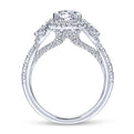 Gabriel & Co. 14k White Gold Entwined Three Stones Halo Engagement Ring