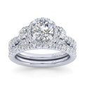 Gabriel & Co. 14k White Gold Entwined Three Stones Halo Engagement Ring