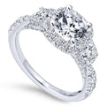 Gabriel & Co. 14k White Gold Entwined Three Stones Halo Engagement Ring