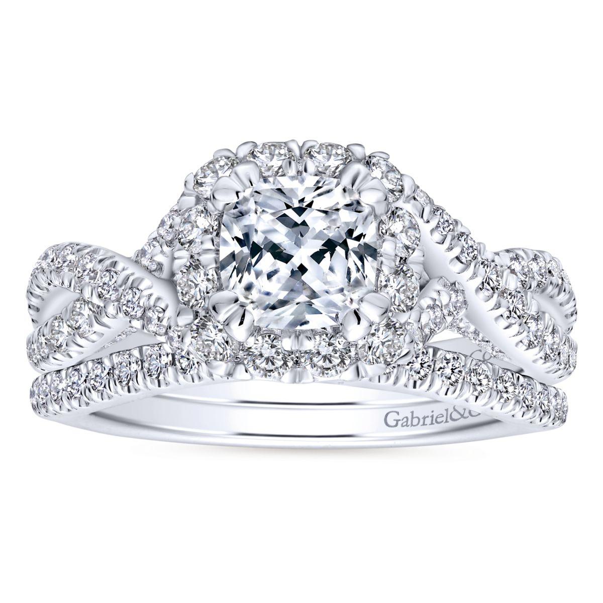 Gabriel & Co. 14k White Gold Entwined Halo Engagement Ring