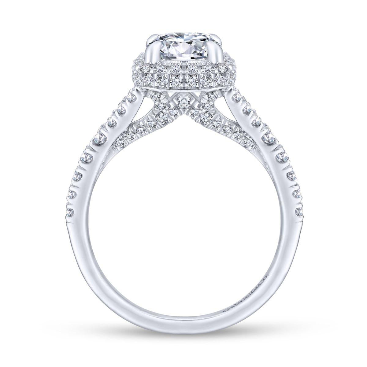 Gabriel & Co. 14k White Gold Entwined Double Halo Engagement Ring