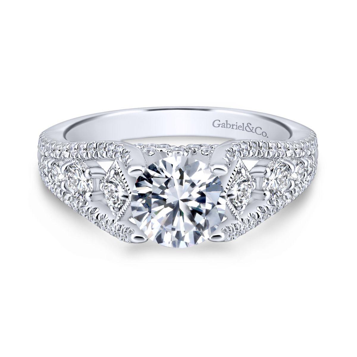 Gabriel & Co. 14k White Gold Entwined Straight Engagement Ring