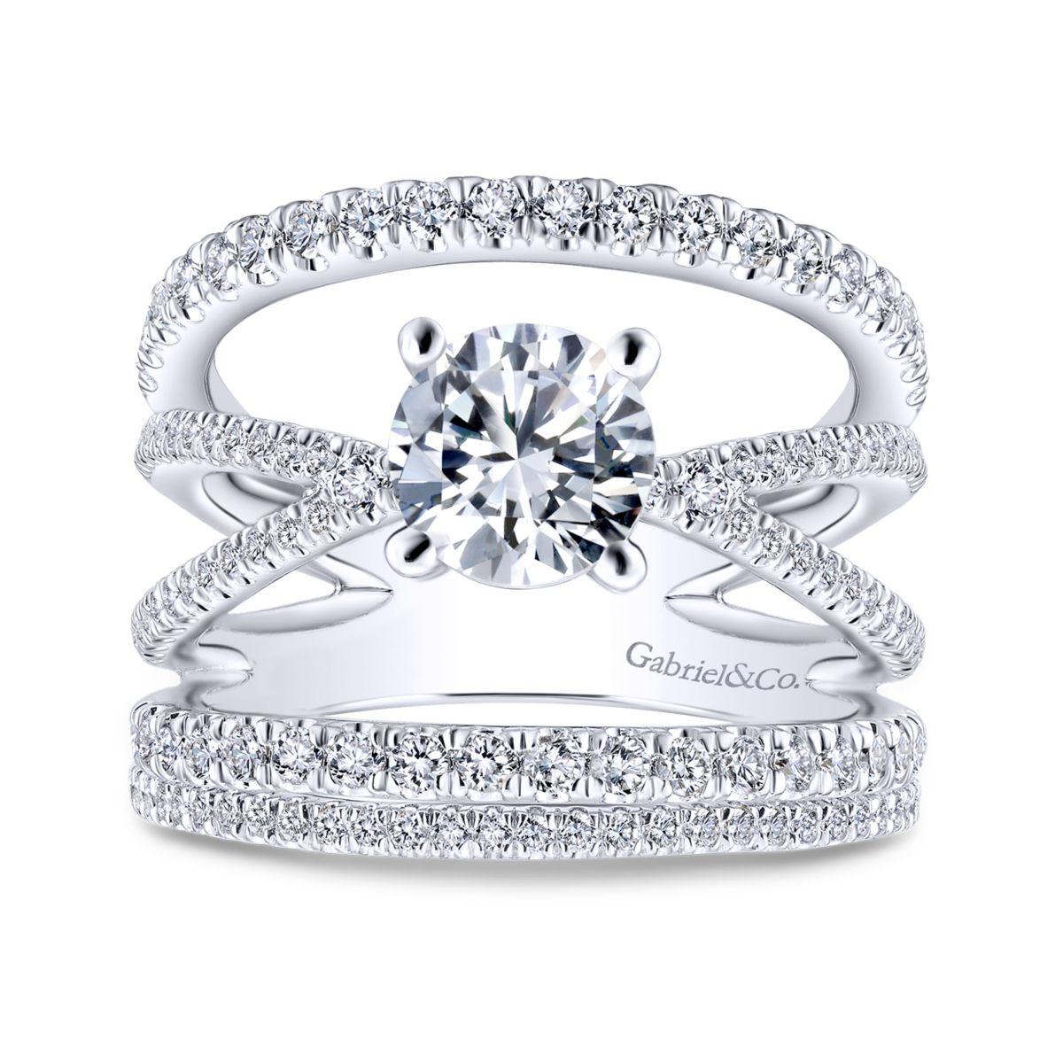 Gabriel & Co. 14k White Gold Nova Split Shank Engagement Ring