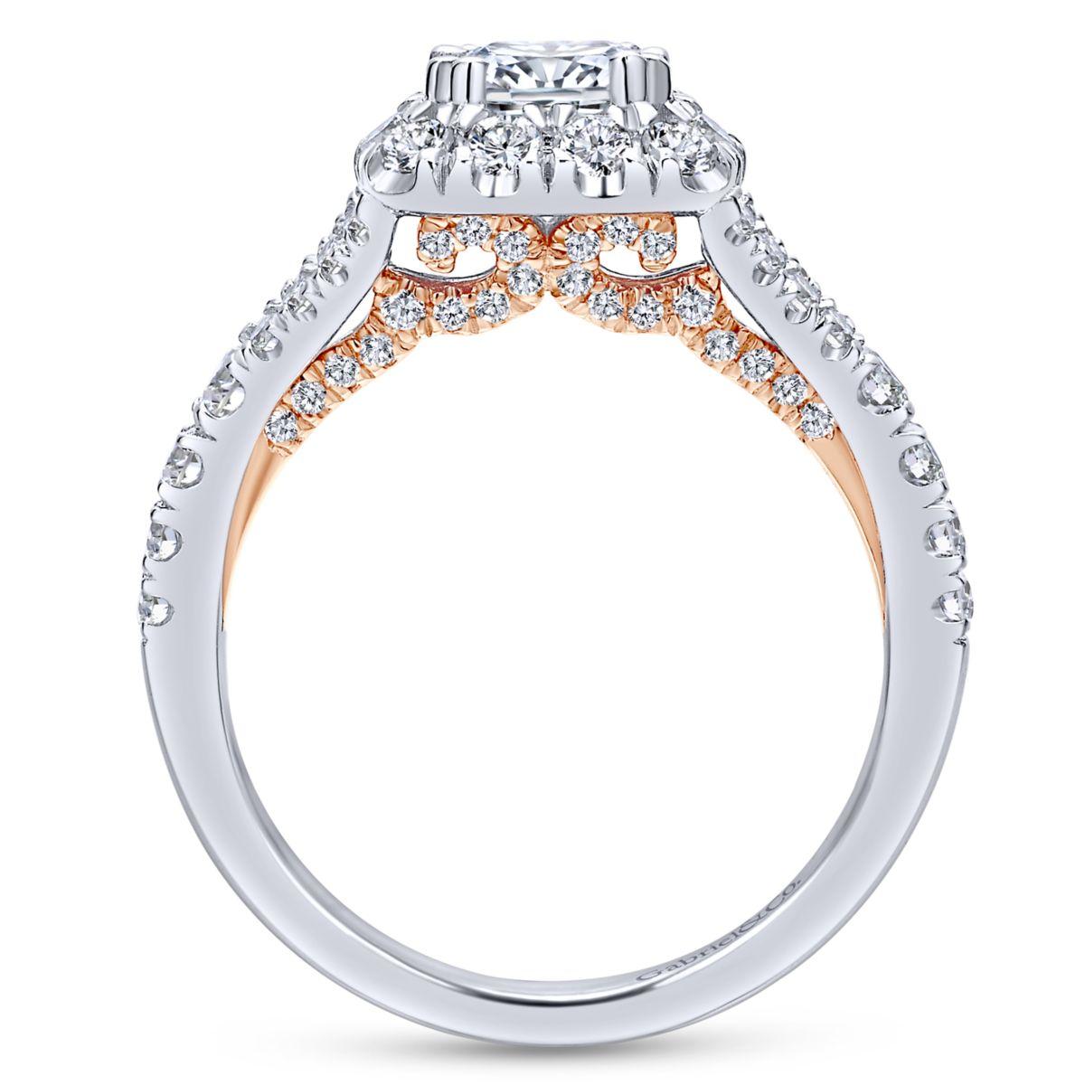 Gabriel & Co. 14k Two Tone Gold Blush Halo Engagement Ring