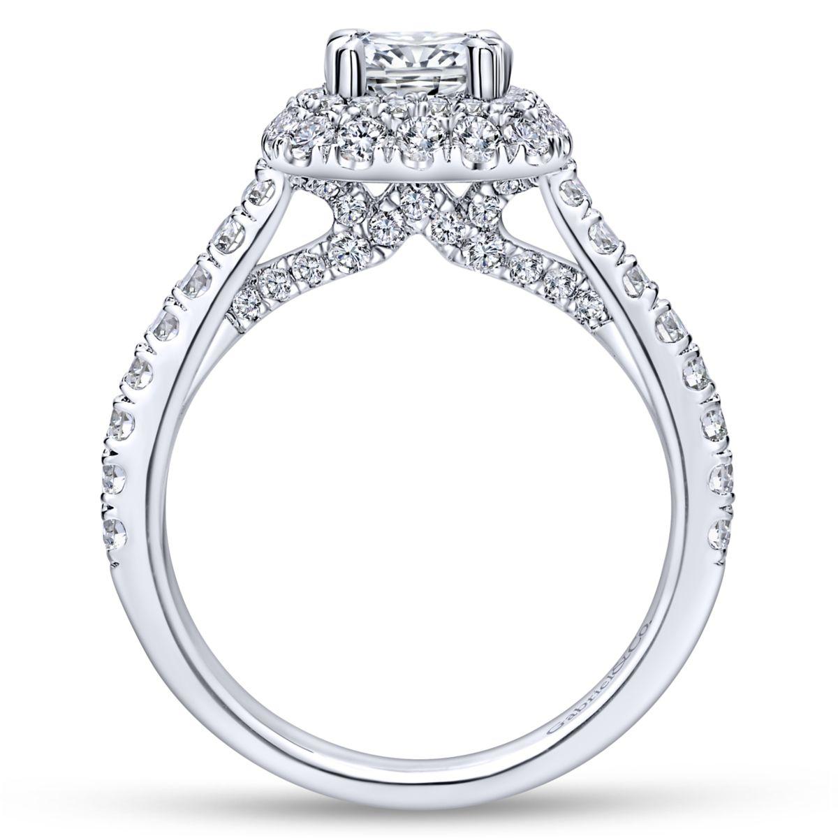 Gabriel & Co. 14k White Gold Entwined Double Halo Engagement Ring