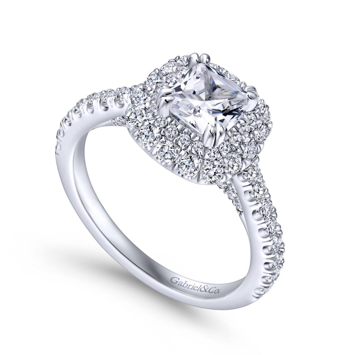 Gabriel & Co. 14k White Gold Entwined Double Halo Engagement Ring