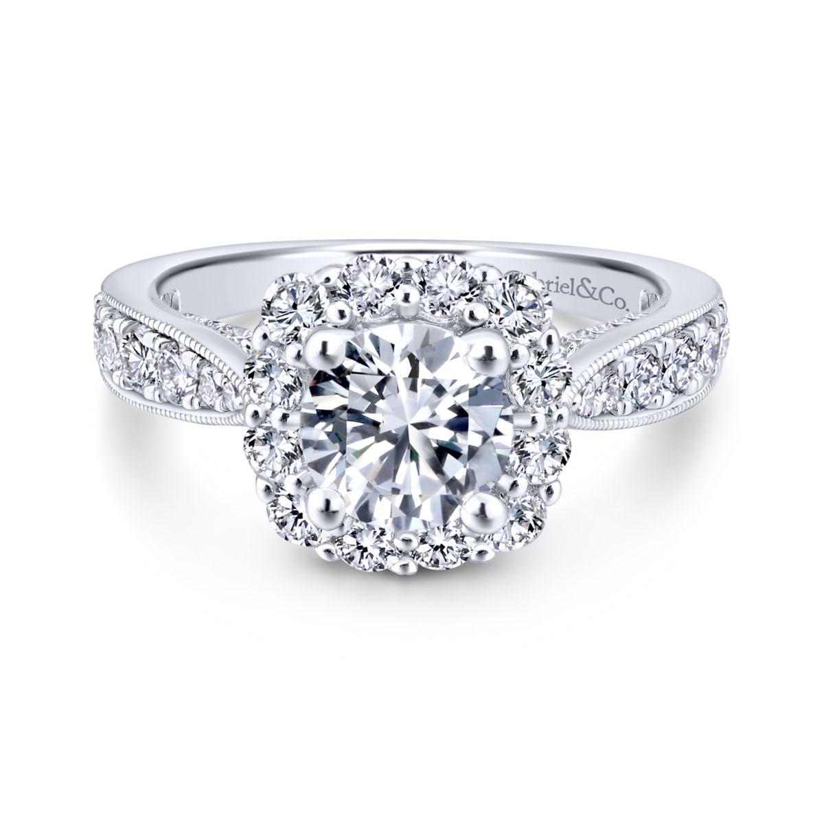 Gabriel & Co. 14k White Gold Entwined Halo Engagement Ring