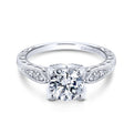 Gabriel & Co. 14k White Gold Victorian Straight Engagement Ring