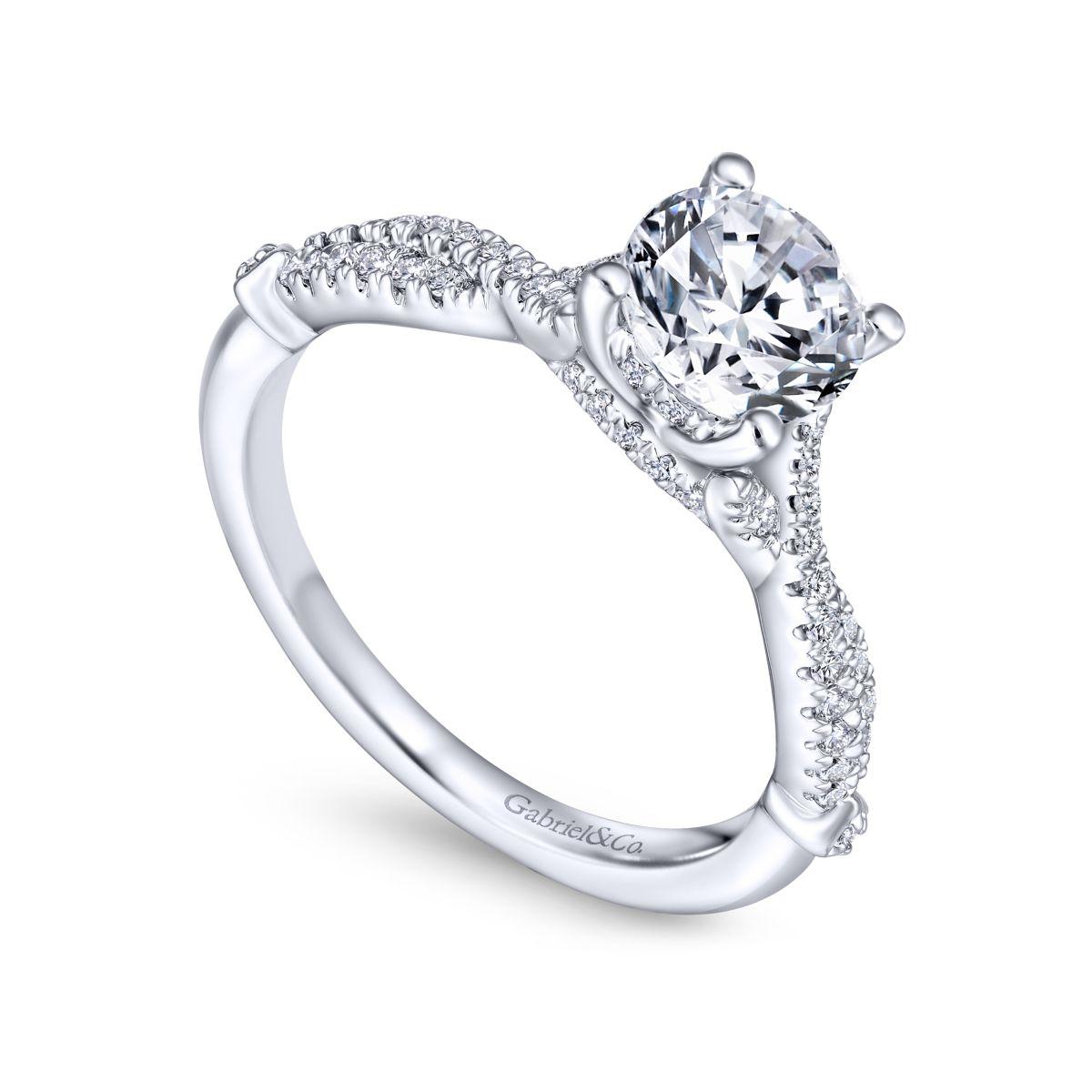 Gabriel & Co. 14k White Gold Contemporary Twisted Engagement Ring