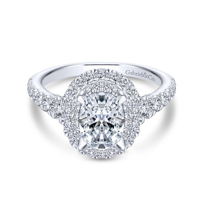 Gabriel & Co. 14k White Gold Rosette Double Halo Engagement Ring