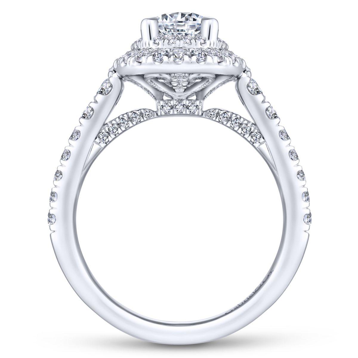 Gabriel & Co. 14k White Gold Rosette Double Halo Engagement Ring