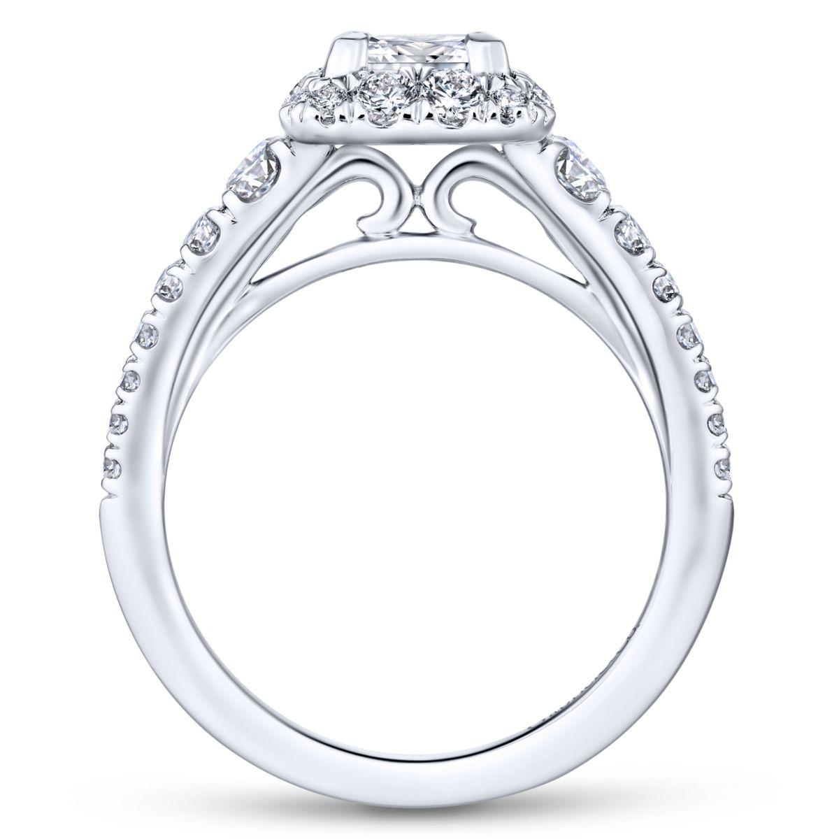 Gabriel & Co. 14k White Gold Contemporary Halo Engagement Ring