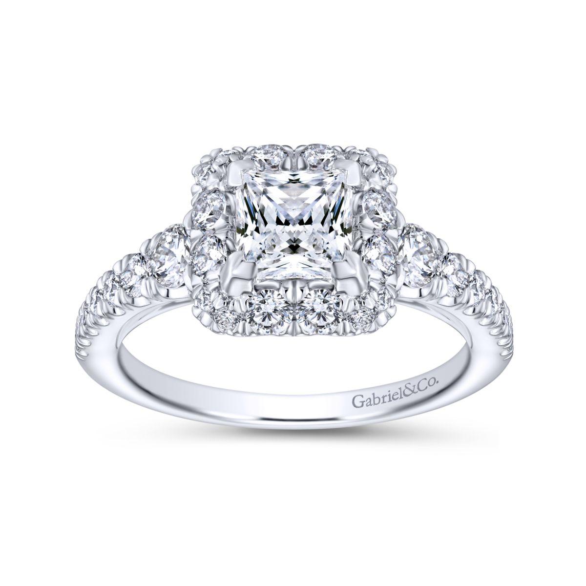 Gabriel & Co. 14k White Gold Contemporary Halo Engagement Ring