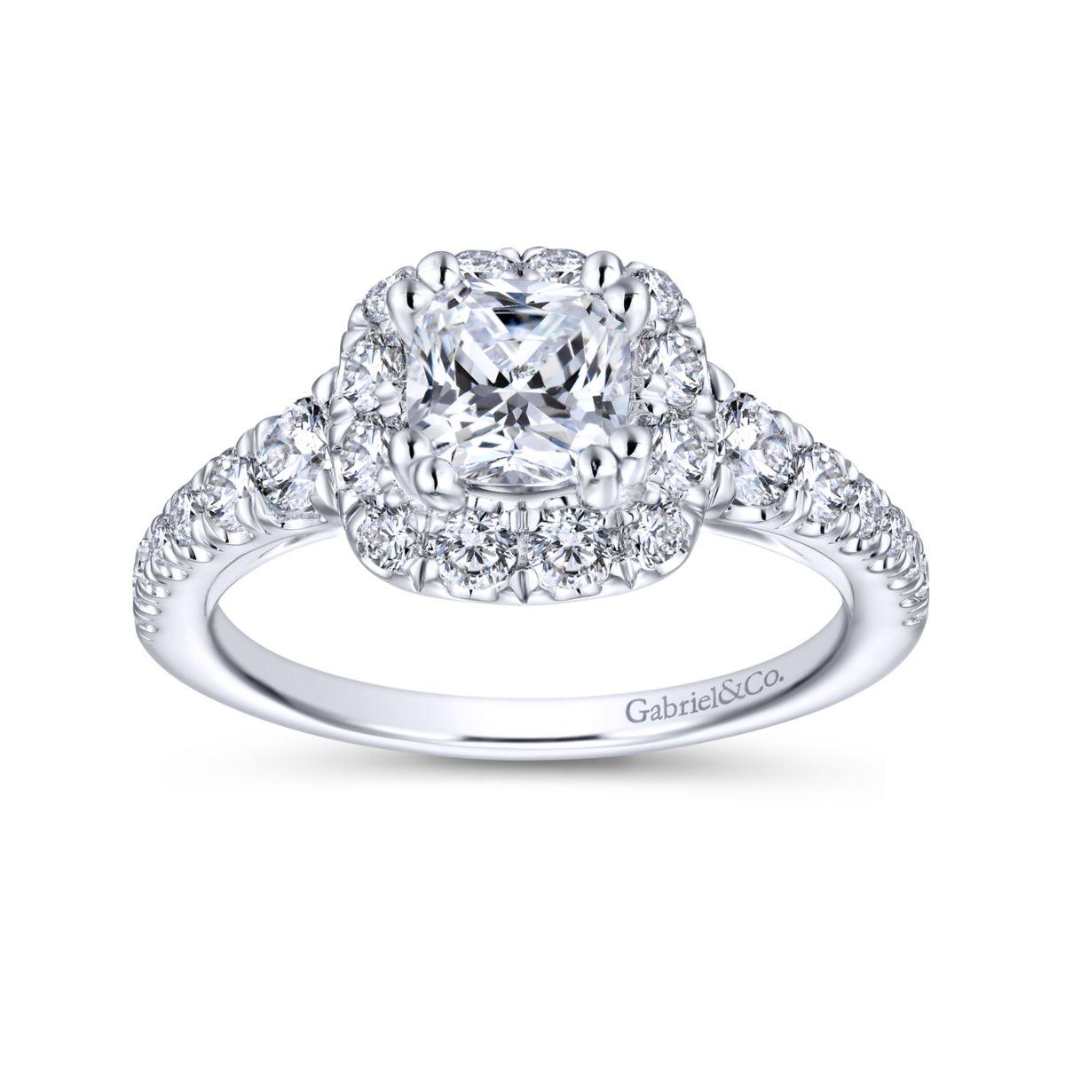 Gabriel & Co. 14k White Gold Contemporary Halo Engagement Ring