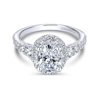 Gabriel & Co. 14k White Gold Contemporary Halo Engagement Ring