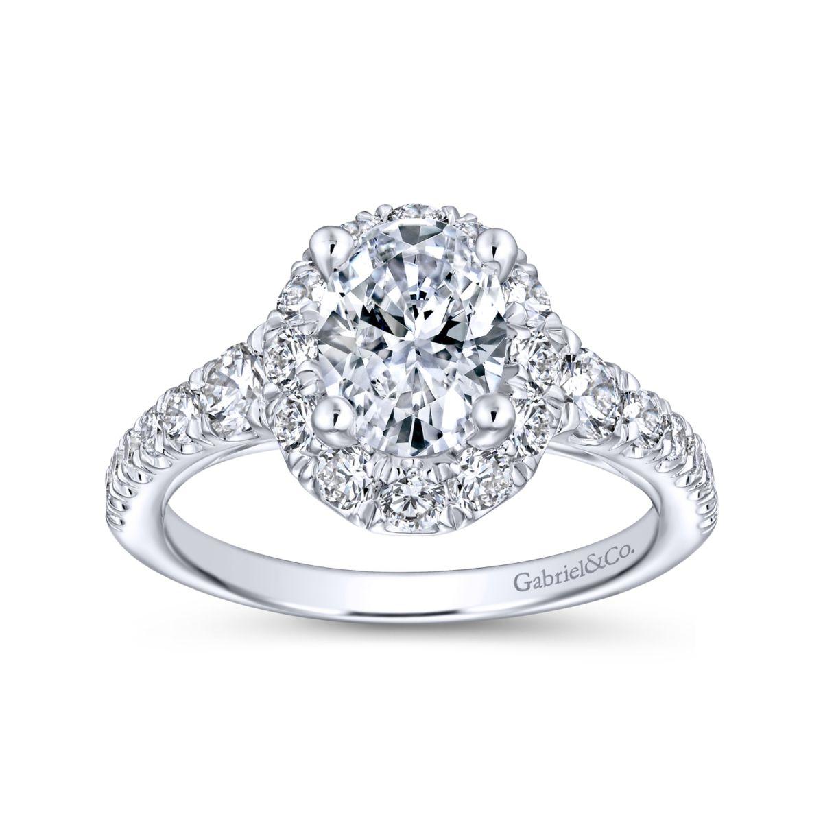 Gabriel & Co. 14k White Gold Contemporary Halo Engagement Ring